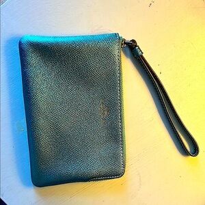 Like New Coach Metallic Blue Wristlet